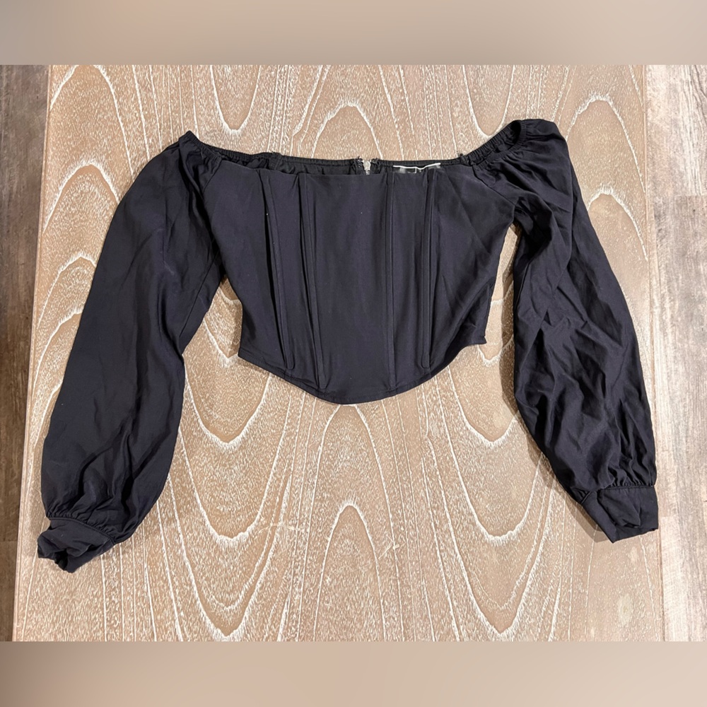 Women’s Blue Blush Cropped long sleeve be corset top Size Small